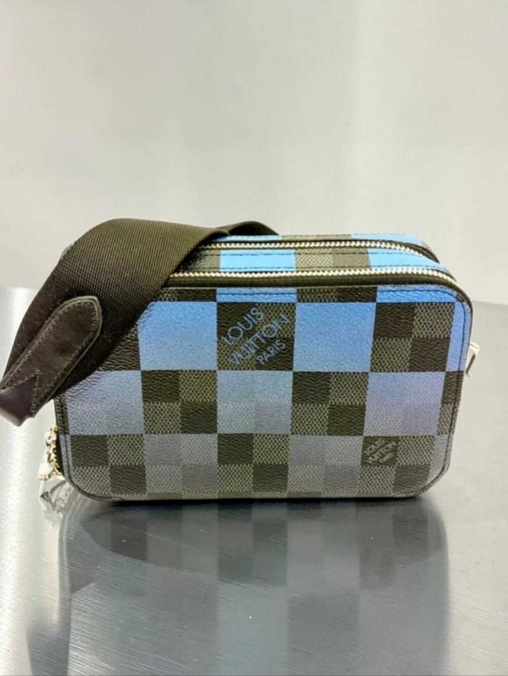 Louis Vuitton Alpha Wearable Wallet Giant Damier Cobalt Blue Indigo Leather